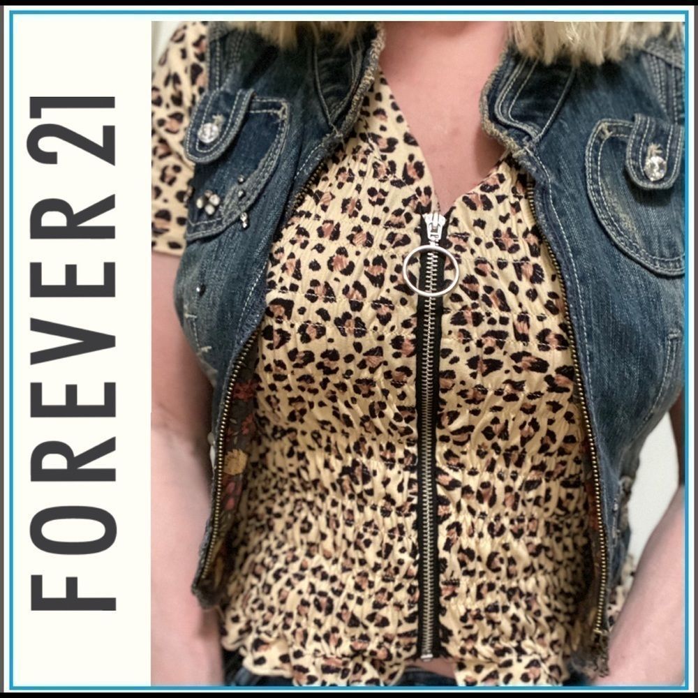 Forever 21 Distressed Jean Vest